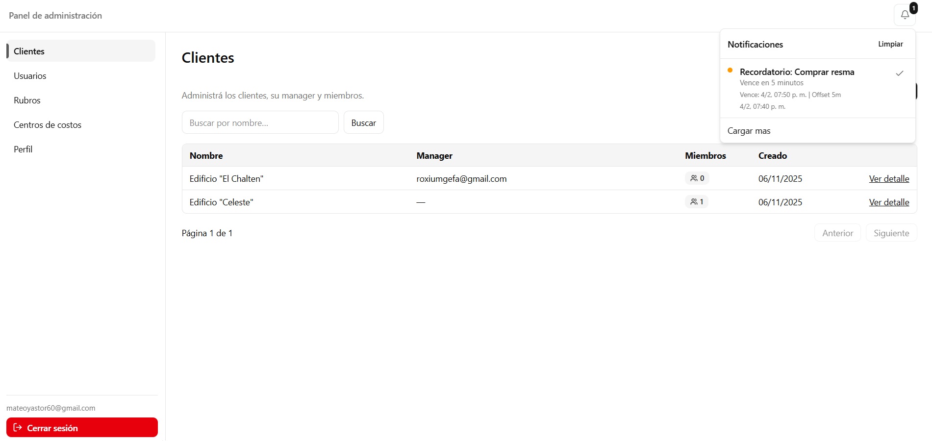 Clientes y proyectos